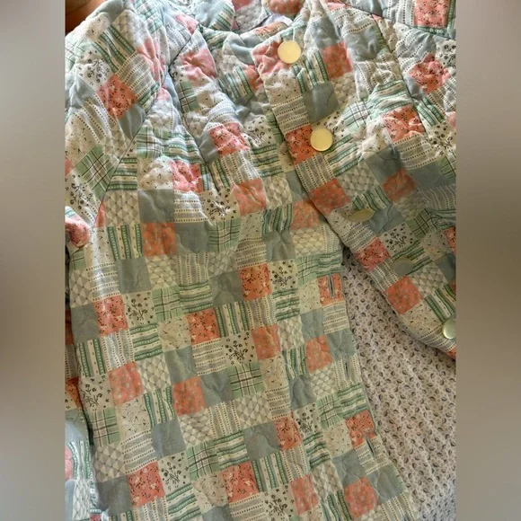 Vintage handmade patchwork Quilted duster Maxi swing coat Jacket sz S-L - Picture 15 of 16